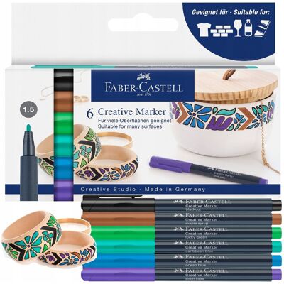FABER-CASTELL Markery pisaki do PORCELANY szkła i innych powierzchni 6 kol FABER-CASTELL Markery pisaki do PORCELANY szkła i innych powierzchni 6 kol