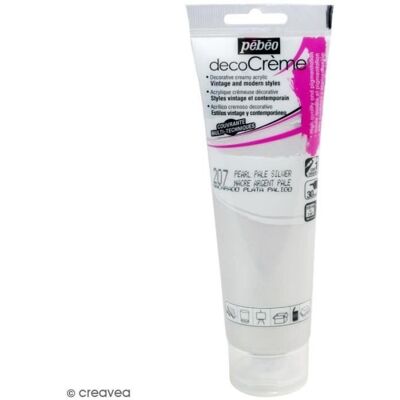 Farba akrylowa - PEBEO - DecoCrème - 120 ml - Kolor jasno srebrny - Perłowy Farba akrylowa - PEBEO - DecoCrème - 120 ml - Kolor jasno srebrny - Perłowy