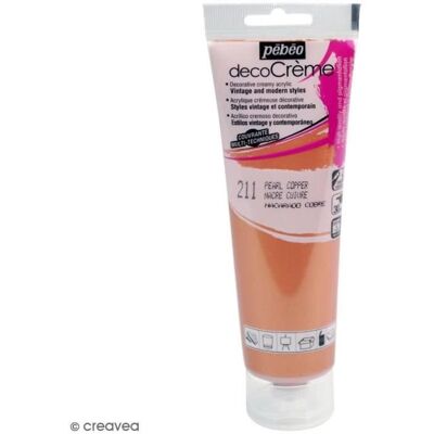 Farba akrylowa - PEBEO - DecoCrème - 120 ml - Kolor Miedziany - Wykończenie Perłowe Farba akrylowa - PEBEO - DecoCrème - 120 ml - Kolor Miedziany - Wykończenie Perłowe