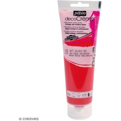 Farba akrylowa - PEBEO - DecoCrème - Czerwony wulkaniczny - 120 ml - Wykończenie matowe Farba akrylowa - PEBEO - DecoCrème - Czerwony wulkaniczny - 120 ml - Wykończenie matowe