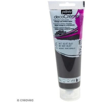 Farba akrylowa - PEBEO - DecoCrème - Kolor: Czarny aksamit - Pojemność: 120 ml - Wykończenie: Matowe Farba akrylowa - PEBEO - DecoCrème - Kolor: Czarny aksamit - Pojemność: 120 ml - Wykończenie: Matowe