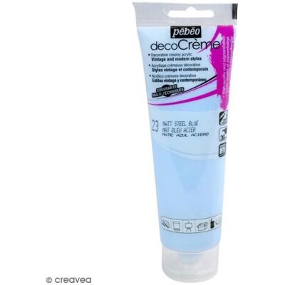 Farba akrylowa - PEBEO - DecoCrème - Kolor Niebieski stalowy - Pojemność 120 ml - Wykończenie Matowe Farba akrylowa - PEBEO - DecoCrème - Kolor Niebieski stalowy - Pojemność 120 ml - Wykończenie Matowe