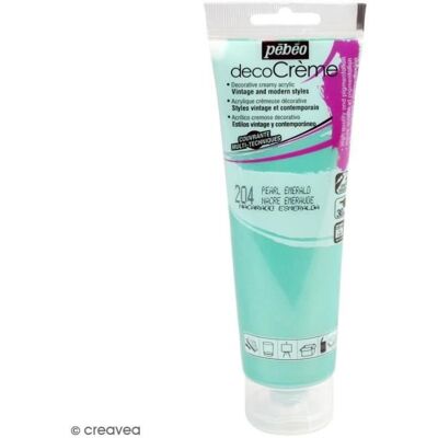 Farba akrylowa - PEBEO - DecoCrème - Kolor perłowy szmaragd - Pojemność 120 ml - Unisex Farba akrylowa - PEBEO - DecoCrème - Kolor perłowy szmaragd - Pojemność 120 ml - Unisex