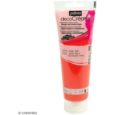 Farba akrylowa - PEBEO - DecoCrème - Rubinowa perłowa - 120 ml - Perłowa Farba akrylowa - PEBEO - DecoCrème - Rubinowa perłowa - 120 ml - Perłowa