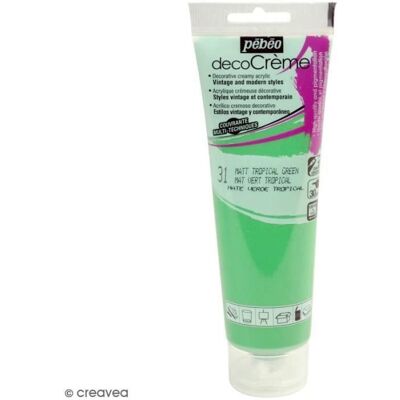 Farba akrylowa - PEBEO - DecoCrème - Zielony tropikalny - 120 ml - Wykończenie matowe Farba akrylowa - PEBEO - DecoCrème - Zielony tropikalny - 120 ml - Wykończenie matowe