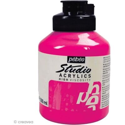 Farba akrylowa - PEBEO - Studio - 500 ml - Różowy Fluo - Wysoka Wiskozytet. Farba akrylowa - PEBEO - Studio - 500 ml - Różowy Fluo - Wysoka Wiskozytet.