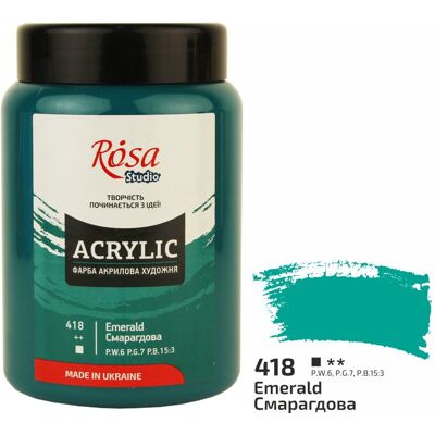 Farba akrylowa Rosa Studio Emerald Green 400 ml 418 Farba akrylowa Rosa Studio Emerald Green 400 ml 418