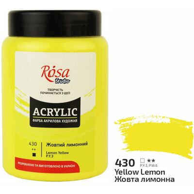 Farba akrylowa Rosa Studio Lemon Yellow 400 ml 430 Farba akrylowa Rosa Studio Lemon Yellow 400 ml 430