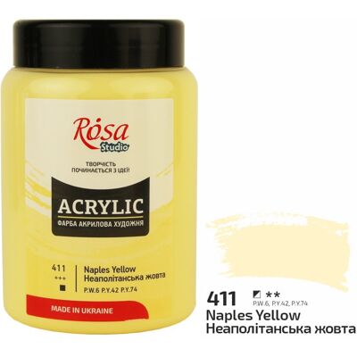Farba akrylowa Rosa Studio Naples Yellow 400 ml 411 Farba akrylowa Rosa Studio Naples Yellow 400 ml 411