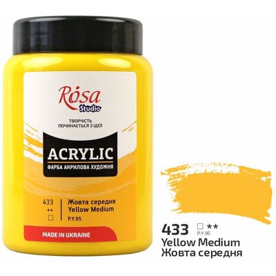Farba akrylowa Rosa Studio Yellow Medium 400 ml 433 Farba akrylowa Rosa Studio Yellow Medium 400 ml 433