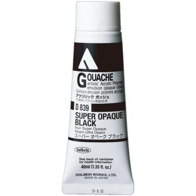 Farba gwasz Acryla Gouache Holbein - Super Opaque Black D839 40ML Farba gwasz Acryla Gouache Holbein - Super Opaque Black D839 40ML