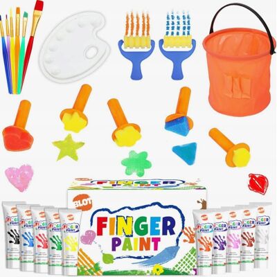 Inny producent FARBY 10 KOLORÓW BEZPIECZNE MALOWANIE PALCAMI PĘDZLE GĄBKI PALETA Inny producent FARBY 10 KOLORÓW BEZPIECZNE MALOWANIE PALCAMI PĘDZLE GĄBKI PALETA