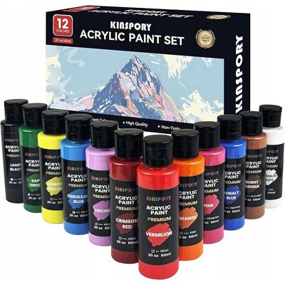 Inny producent FARBY AKRYLOWE 12x60ML ZESTAW SZYBKOSCHNĄCE TRWAŁE NIETOKSYCZNE KINSPORY Inny producent FARBY AKRYLOWE 12x60ML ZESTAW SZYBKOSCHNĄCE TRWAŁE NIETOKSYCZNE KINSPORY