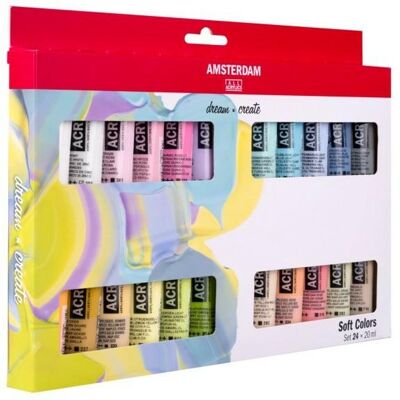 Farby Akrylowe Amsterdam 24x20ml SOFT COLORS Talens Farby Akrylowe Amsterdam 24x20ml SOFT COLORS Talens
