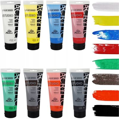 Farby Akrylowe Phoenix Zestaw 8x200 Ml – 8 Popularnych Kolorów, Intensywne, Trwałe, Szybkoschnące Farby Do Malowania Na Płótnie, Drewnie, Papierze I.. Farby Akrylowe Phoenix Zestaw 8x200 Ml – 8 Popularnych Kolorów, Intensywne, Trwałe, Szybkoschnące Farby Do Malowania Na Płótnie, Drewnie, Papierze I..