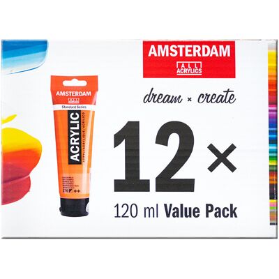 Farby akrylowe Talens Amsterdam, 12 x 120 ml Farby akrylowe Talens Amsterdam, 12 x 120 ml