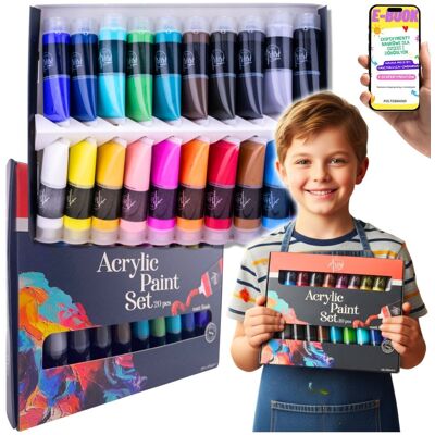 Pltb FARBY AKRYLOWE XXL Zestaw 20×30 ml (600 ml) – Intensywne Kolory ZESTAW FARB PREZENT DLA DZIECI + EBOOK Pltb FARBY AKRYLOWE XXL Zestaw 20×30 ml (600 ml) – Intensywne Kolory ZESTAW FARB PREZENT DLA DZIECI + EBOOK