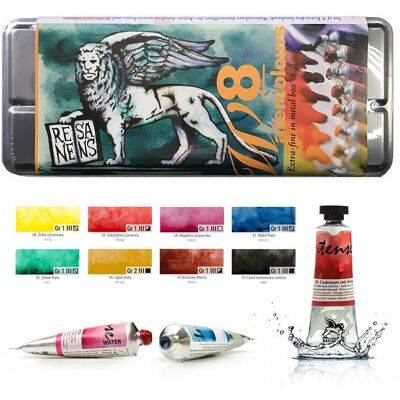 Farby akwarelowe Intense Water, Renesans 8 x 15 ml Farby akwarelowe Intense Water, Renesans 8 x 15 ml