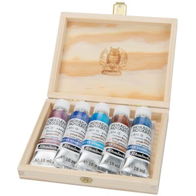 inna (Inny) Farby akwarelowe Schmincke Horadam Super Granulation set 5x15 ml Galaxy, drewniane pudełko inna (Inny) Farby akwarelowe Schmincke Horadam Super Granulation set 5x15 ml Galaxy, drewniane pudełko