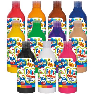 St.Majewski Farby Plakatowe Bambino 500 Ml Zestaw 11 Kolorów St.Majewski Farby Plakatowe Bambino 500 Ml Zestaw 11 Kolorów