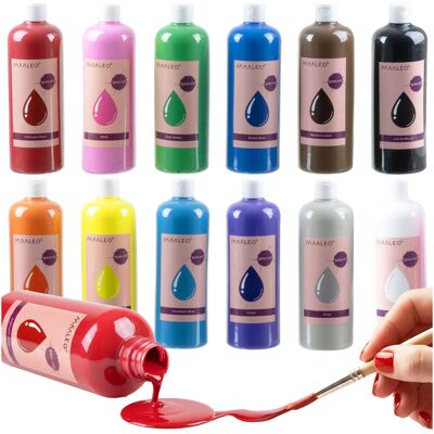 Iso Trade Farby Plakatowe MAALEO 12 Kolorów po 500 ml Szkolne Zestaw w Butelkach 6L Iso Trade Farby Plakatowe MAALEO 12 Kolorów po 500 ml Szkolne Zestaw w Butelkach 6L