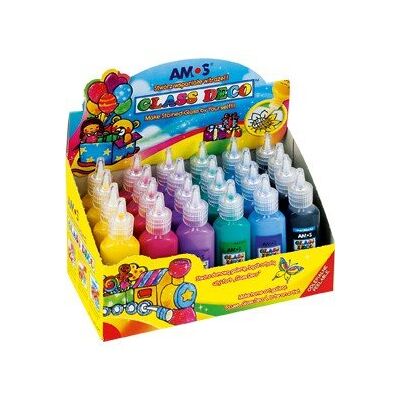 FARBY WITRAŻOWE AMOS 22 ML X 4 X 6 KOLORÓW FARBY WITRAŻOWE AMOS 22 ML X 4 X 6 KOLORÓW