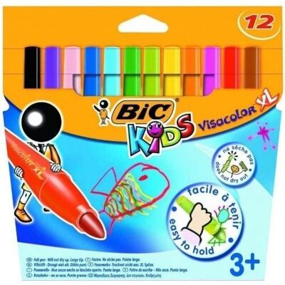 Inny producent Flamastry do kolorowania - BIC KIDS - VISACOLOR 1161 - Opakowanie 12 sztuk - Zablokowany końcówka - Tusz zmywalny Inny producent Flamastry do kolorowania - BIC KIDS - VISACOLOR 1161 - Opakowanie 12 sztuk - Zablokowany końcówka - Tusz zmywalny