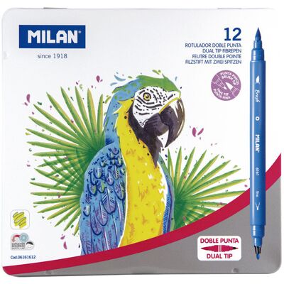 Milan Flamastry Z 2 Końcówkami 12 Kolorów Milan Flamastry Z 2 Końcówkami 12 Kolorów