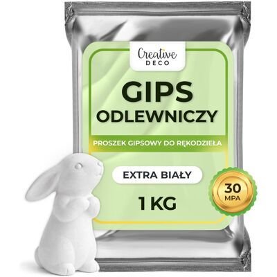 Creative Gips w kolorze czystej bieli do wykonywania odlewów rękodzieła 30Mpa 1kg Creative Gips w kolorze czystej bieli do wykonywania odlewów rękodzieła 30Mpa 1kg