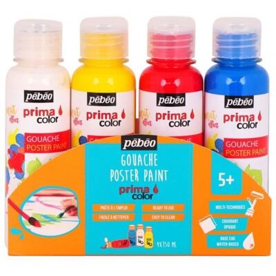 PEBEO Gouache PrimaColor Pébéo - Klasyczny - 150 ml - 4 szt. PEBEO Gouache PrimaColor Pébéo - Klasyczny - 150 ml - 4 szt.