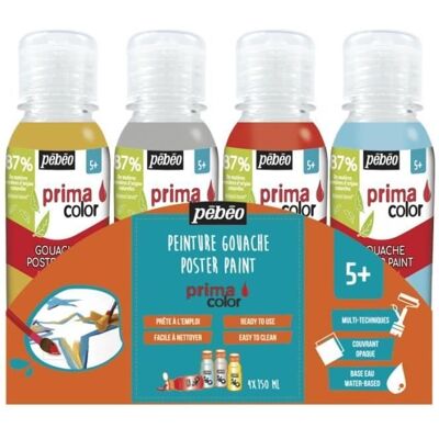PEBEO Gouache PrimaColor Pébéo - Nacré - 150 ml - 4 szt. PEBEO Gouache PrimaColor Pébéo - Nacré - 150 ml - 4 szt.