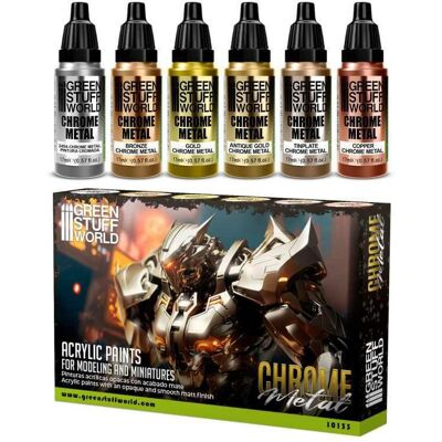 Inny producent Green Stuff World: Zestaw 6 farb chromowych 17ml Inny producent Green Stuff World: Zestaw 6 farb chromowych 17ml