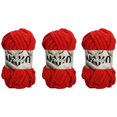 Gruba Włóczka Na Koc Nako Teddy 13200 Czerwony - Pakiet 3 X (200gr/22mt) Gruba Włóczka Na Koc Nako Teddy 13200 Czerwony - Pakiet 3 X (200gr/22mt)