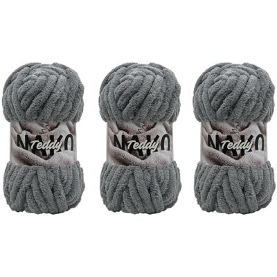 Gruba Włóczka Na Koc Nako Teddy 13956 Szary - Pakiet 3 X (200gr/22mt) Gruba Włóczka Na Koc Nako Teddy 13956 Szary - Pakiet 3 X (200gr/22mt)