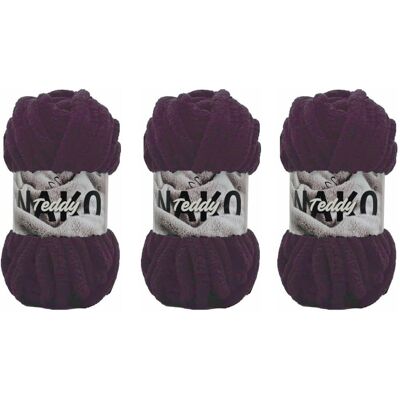 Gruba Włóczka Na Koc Nako Teddy 14067 Śliwkowy - Pakiet 3 X (200gr/22mt) Gruba Włóczka Na Koc Nako Teddy 14067 Śliwkowy - Pakiet 3 X (200gr/22mt)
