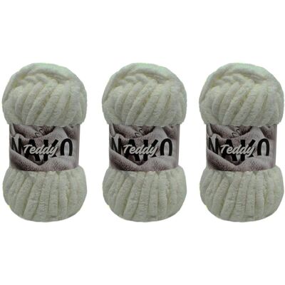 Gruba Włóczka Na Koc Nako Teddy 14227 Kremowy - Pakiet 3 X (200gr/22mt) Gruba Włóczka Na Koc Nako Teddy 14227 Kremowy - Pakiet 3 X (200gr/22mt)