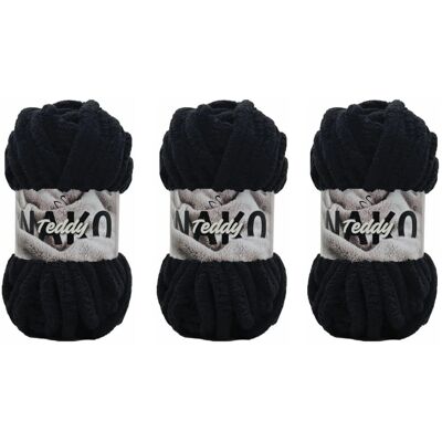 Gruba Włóczka Na Koc Nako Teddy 217 Czarny - Pakiet 3 X (200gr/22mt) Gruba Włóczka Na Koc Nako Teddy 217 Czarny - Pakiet 3 X (200gr/22mt)