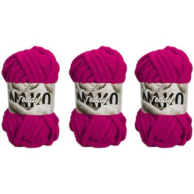 Gruba Włóczka Na Koc Nako Teddy 6964 Ciemny Różowy - Pakiet 3 X (200gr/22mt) Gruba Włóczka Na Koc Nako Teddy 6964 Ciemny Różowy - Pakiet 3 X (200gr/22mt)
