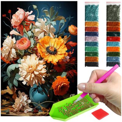 Artulio Haft Diamentowy 40x60 Diamond Painting mozaika KOLOROWE KWIATY zestaw akcesoria Artulio Haft Diamentowy 40x60 Diamond Painting mozaika KOLOROWE KWIATY zestaw akcesoria