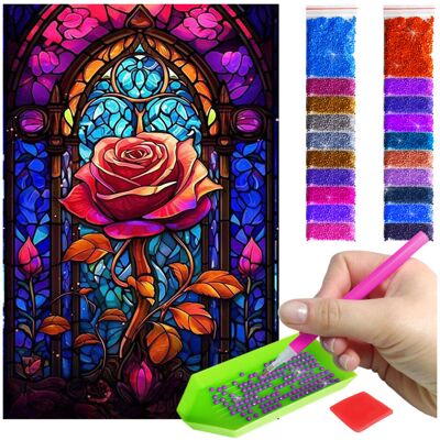 Artulio Haft Diamentowy 40x60 Diamond Painting mozaika KWIAT W WITRAŻU zestaw akcesoria Artulio Haft Diamentowy 40x60 Diamond Painting mozaika KWIAT W WITRAŻU zestaw akcesoria