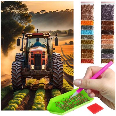 Artulio Haft Diamentowy 40x60 Diamond Painting mozaika TRAKTOR NA POLU zestaw akcesoria Artulio Haft Diamentowy 40x60 Diamond Painting mozaika TRAKTOR NA POLU zestaw akcesoria