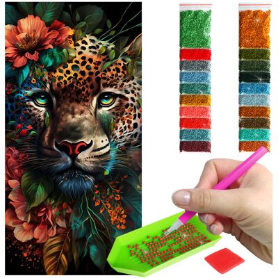 Artulio Haft Diamentowy 40x80 Diamond Painting mozaika GEPARD POŚRÓD KWIATÓW zestaw akcesoria Artulio Haft Diamentowy 40x80 Diamond Painting mozaika GEPARD POŚRÓD KWIATÓW zestaw akcesoria