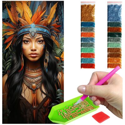 Artulio Haft Diamentowy 40x80 Diamond Painting mozaika INDYJSKA WOJOWNICZKA zestaw akcesoria Artulio Haft Diamentowy 40x80 Diamond Painting mozaika INDYJSKA WOJOWNICZKA zestaw akcesoria