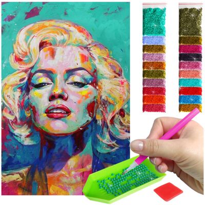 Haft Diamentowy ARTULIO, Obraz DIY 5D, Diamond Painting, Mozaika Diamentowa 40X60cm (Abstrakcyjna Marilyn Monroe) + Zestaw Akcesoriów Haft Diamentowy ARTULIO, Obraz DIY 5D, Diamond Painting, Mozaika Diamentowa 40X60cm (Abstrakcyjna Marilyn Monroe) + Zestaw Akcesoriów