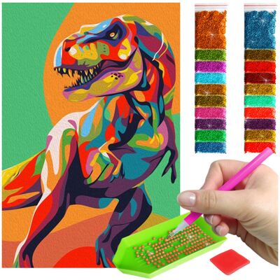 Haft Diamentowy ARTULIO, Obraz DIY 5D, Diamond Painting, Mozaika Diamentowa 40X60cm (Barwny dinozaur) + Zestaw Akcesoriów Haft Diamentowy ARTULIO, Obraz DIY 5D, Diamond Painting, Mozaika Diamentowa 40X60cm (Barwny dinozaur) + Zestaw Akcesoriów