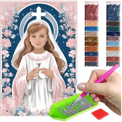 Haft Diamentowy ARTULIO, Obraz DIY 5D, Diamond Painting, Mozaika diamentowa 40x60cm (DZIEWCZYNKA W ALBIE) + zestaw akcesoriów Haft Diamentowy ARTULIO, Obraz DIY 5D, Diamond Painting, Mozaika diamentowa 40x60cm (DZIEWCZYNKA W ALBIE) + zestaw akcesoriów