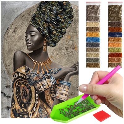 Haft Diamentowy ARTULIO, Obraz DIY 5D, Diamond Painting, Mozaika diamentowa 40x60cm (ELEGANCKA KOBIETA Z TURBANEM) + zestaw akcesoriów Haft Diamentowy ARTULIO, Obraz DIY 5D, Diamond Painting, Mozaika diamentowa 40x60cm (ELEGANCKA KOBIETA Z TURBANEM) + zestaw akcesoriów