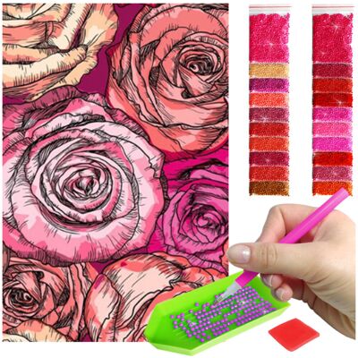 Haft Diamentowy ARTULIO, Obraz DIY 5D, Diamond Painting, Mozaika Diamentowa 40X60cm (Jaskrawo namalowane kwiaty) + Zestaw Akcesoriów Haft Diamentowy ARTULIO, Obraz DIY 5D, Diamond Painting, Mozaika Diamentowa 40X60cm (Jaskrawo namalowane kwiaty) + Zestaw Akcesoriów