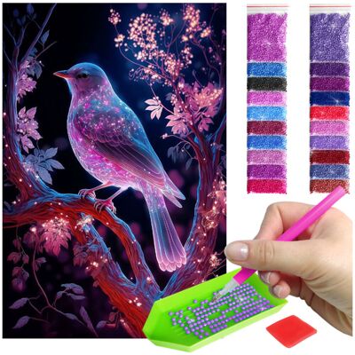 Haft Diamentowy ARTULIO, Obraz DIY 5D, Diamond Painting, Mozaika Diamentowa 40X60cm (Jaskrawy ptak) + Zestaw Akcesoriów Haft Diamentowy ARTULIO, Obraz DIY 5D, Diamond Painting, Mozaika Diamentowa 40X60cm (Jaskrawy ptak) + Zestaw Akcesoriów