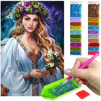 Haft Diamentowy Artulio, Obraz Diy 5D, Diamond Painting, Mozaika Diamentowa 40X60Cm (Kobieta W Rustykalnym Motywie) + Zestaw Akcesoriów Haft Diamentowy Artulio, Obraz Diy 5D, Diamond Painting, Mozaika Diamentowa 40X60Cm (Kobieta W Rustykalnym Motywie) + Zestaw Akcesoriów